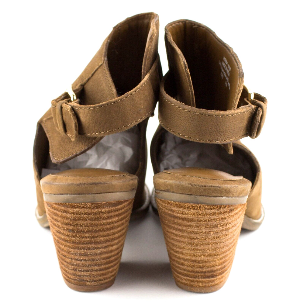 Cole Haan Pippa Tan Suede Leather Stacked Heel Slingback Bootie Shoes SIZE 8.5 B - Picture 4 of 5